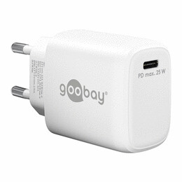 Goobay GaN USB Ladegert 230V , 1x USB Typ C, 25W, White