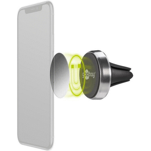 Goobay KFZ Magnethalterung für den Lüftungsschacht, Universal, fast jedes  Smartphone geeignet, Black, Silver 38685